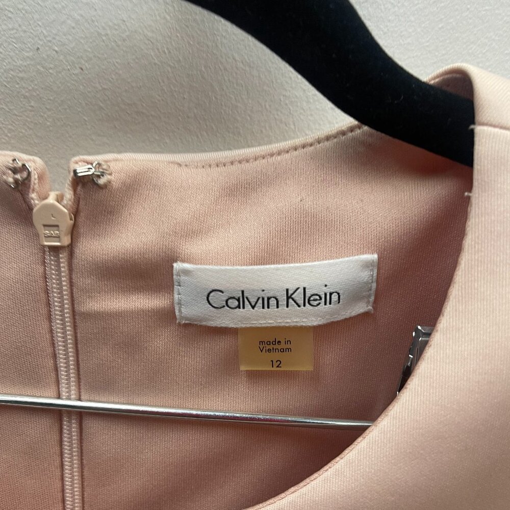 Calvin Klein Women's Sleeveless Pink White Beige Dress Size 12